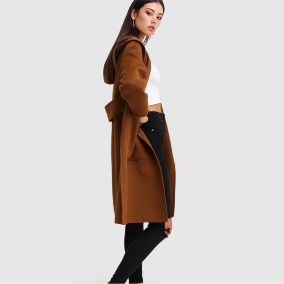 Walk This Way Wool Blend Oversized Coat - dark camel size S NWT Belle & Bloom - Picture 3 of 13